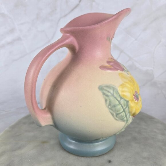 Vintage Hull Pottery Magnolia Matte Ewer Pink Yellow Blue Green Collectible - Picture 8 of 15